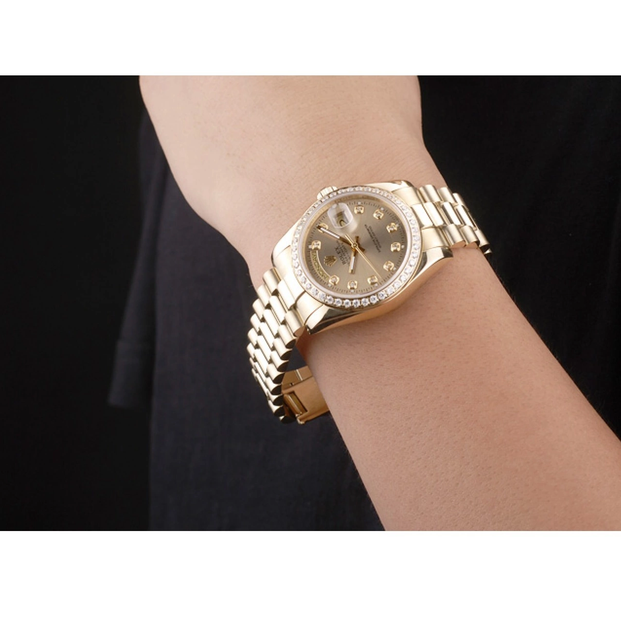 MiroTime 0818 Rolex Day-Date 18k Yellow Gold Plated Stainless Steel Gold Dial